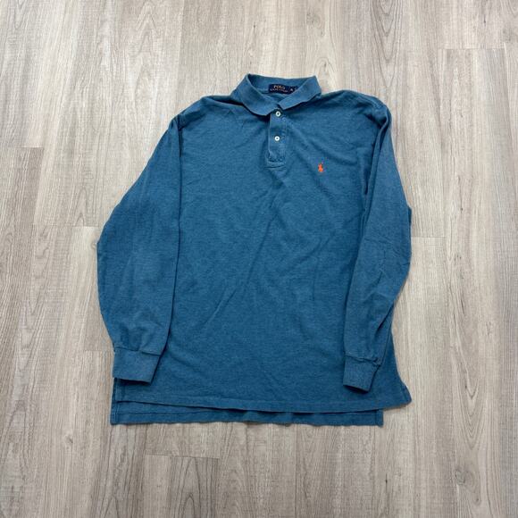 Polo Ralph Lauren Long Sleeve Polo Shirt Men's Extra Large Blue Preppy Pony Logo - Picture 1 of 7